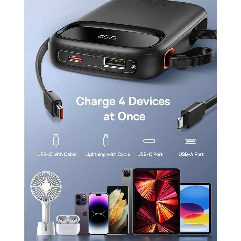 پاور بانک فست شارژ باسئوس QPOW2 P1005500 PD 22.5W ظرفیت 10000 میلی آمپر ساعت