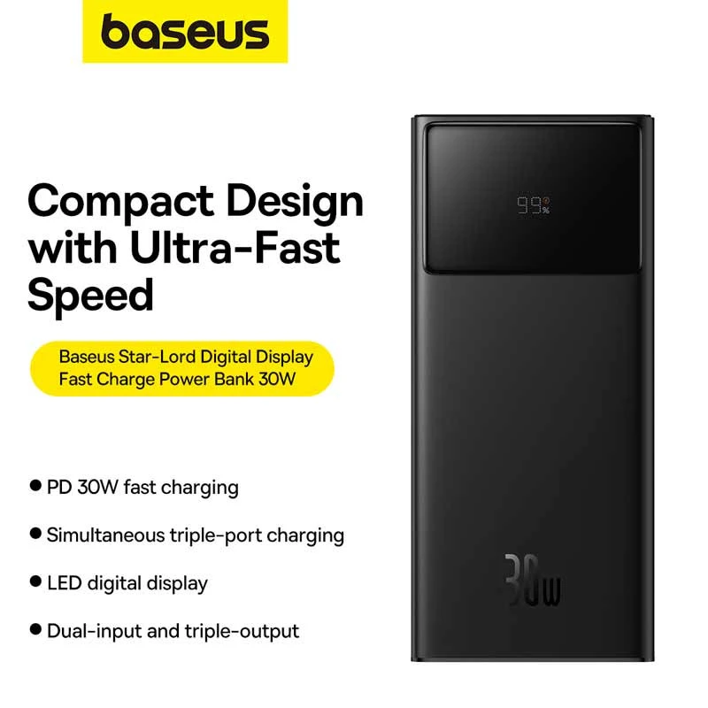 پاور بانک فست شارژ 30000 باسئوس Baseus Star-Lord P10022905 PD 30W