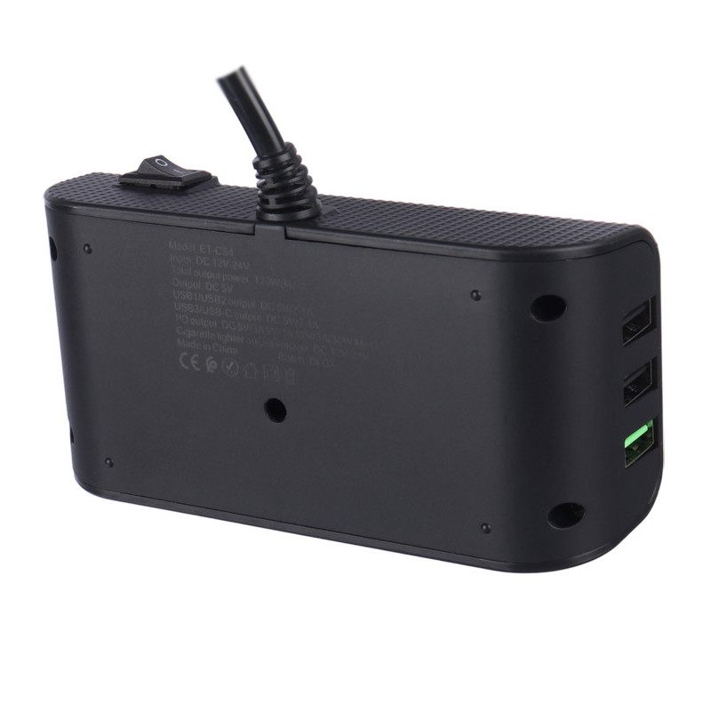 شارژر فندکی فست شارژ Earldom ET-CS4 PD 3A 120W
