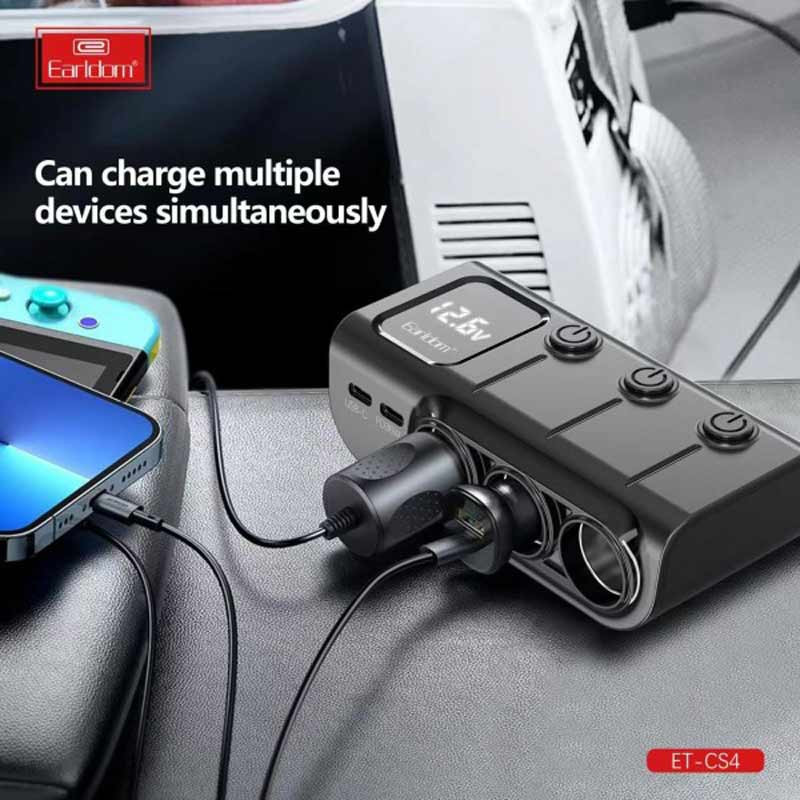شارژر فندکی فست شارژ Earldom ET-CS4 PD 3A 120W