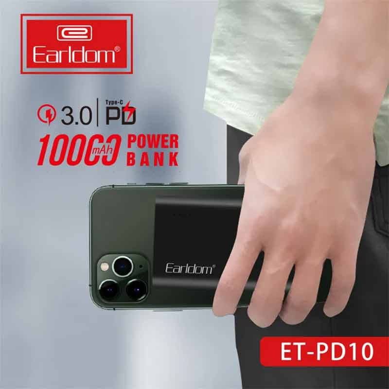 پاوربانک فست شارژ 10000 ارلدام Earldom ET-PD10 QC3.0 PD 22.5W