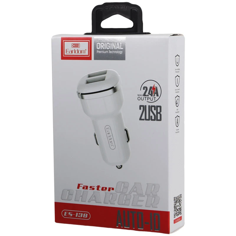 شارژر فندکی Earldom ES-138 2.4A 12W + کابل آیفونی