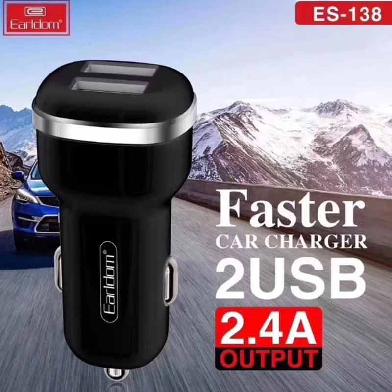 شارژر فندکی Earldom ES-138 2.4A 12W + کابل آیفونی