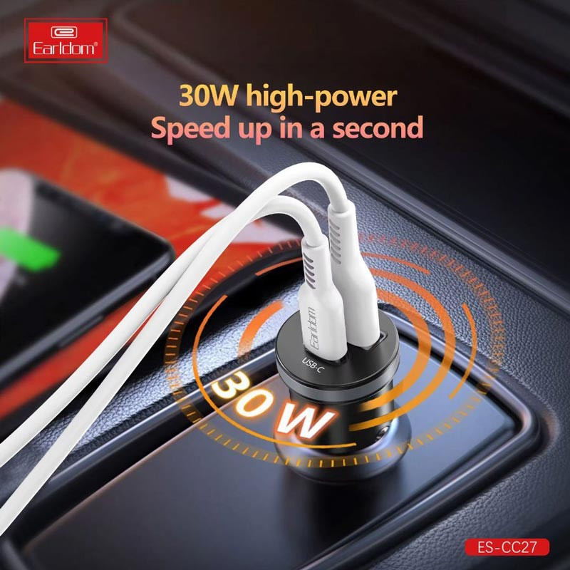 شارژر فندکی فست شارژ Earldom ES-CC27 PD 3A 30W