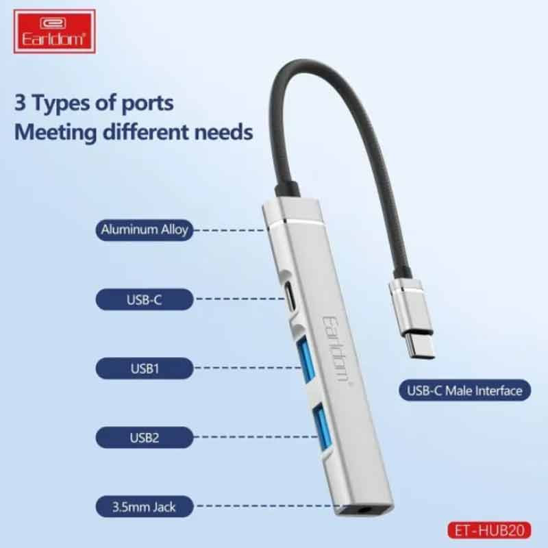هاب 3 پورت Type-C ارلدام ET-HUB20