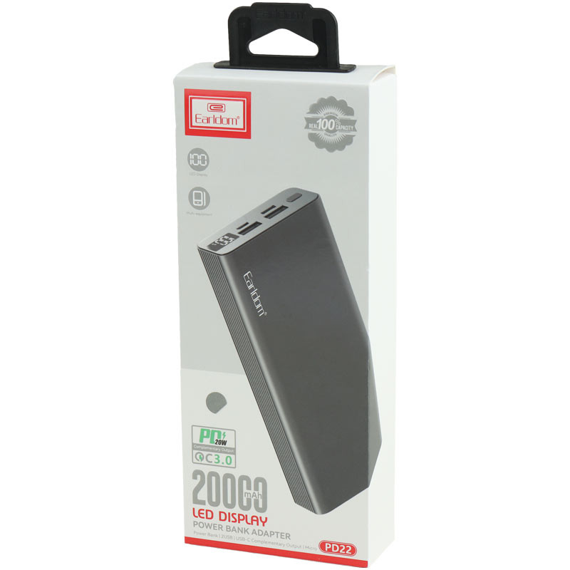پاوربانک فست شارژ 20000 ارلدام Earldom ET-PD22 QC3 PD 22.5W