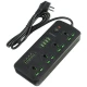 چند راهی 4 خانه برق ارت دار ارلدام ES-SC11 با کابل 2 متری + شارژر USB و Type-C