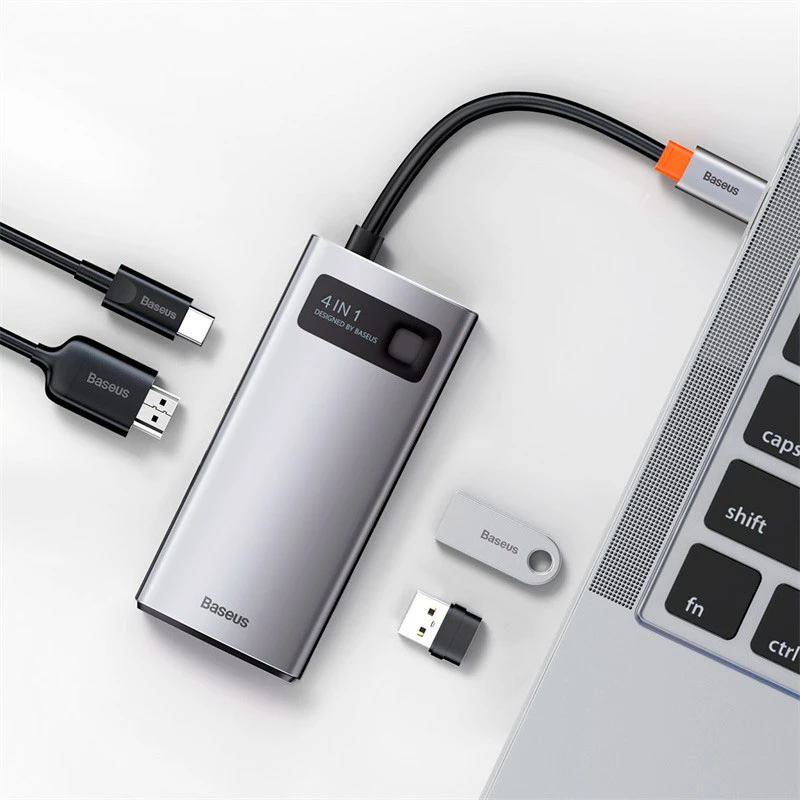 هاب 4 پورت Type-C باسئوس Metal Gleam Series CAHUB-CY0G