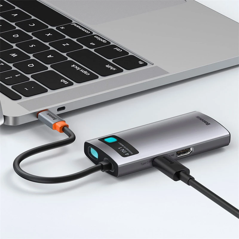 هاب 4 پورت Type-C باسئوس Metal Gleam Series CAHUB-CY0G