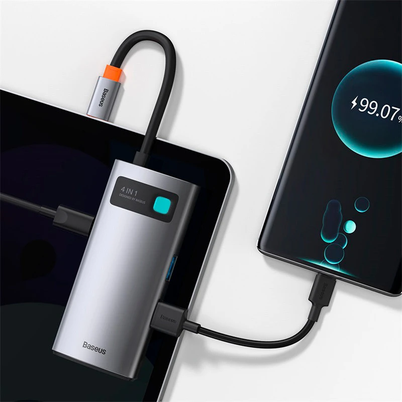 هاب 4 پورت Type-C باسئوس Metal Gleam Series CAHUB-CY0G