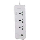 چند راهی 3 خانه برق ارت دار ارلدام ES-SC10 با کابل 2 متری + شارژر USB و Type-C