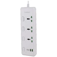 چند راهی 3 خانه برق ارت دار ارلدام ES-SC10 با کابل 2 متری + شارژر USB و Type-C