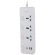 چند راهی 3 خانه برق ارت دار ارلدام ES-SC10 با کابل 2 متری + شارژر USB و Type-C