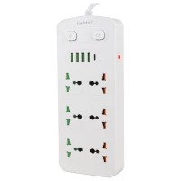 چند راهی 6 خانه برق ارت دار ارلدام ES-SC09 با کابل 2 متری + شارژر USB و Type-C