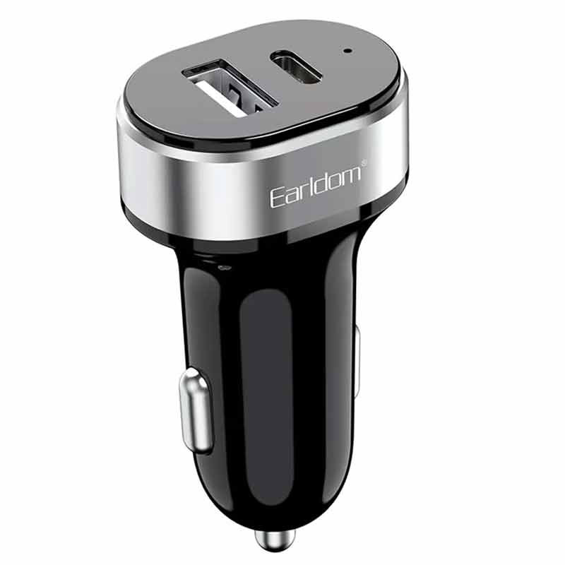 شارژر فندکی فست شارژ Earldom ES-CC14 2.4A QC3.0 PD 12W + کابل تایپ سی