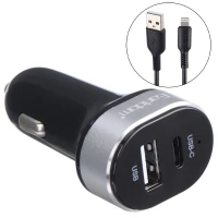 شارژر فندکی فست شارژ Earldom ES-CC14 2.4A QC3.0 PD 12W + کابل آیفونی