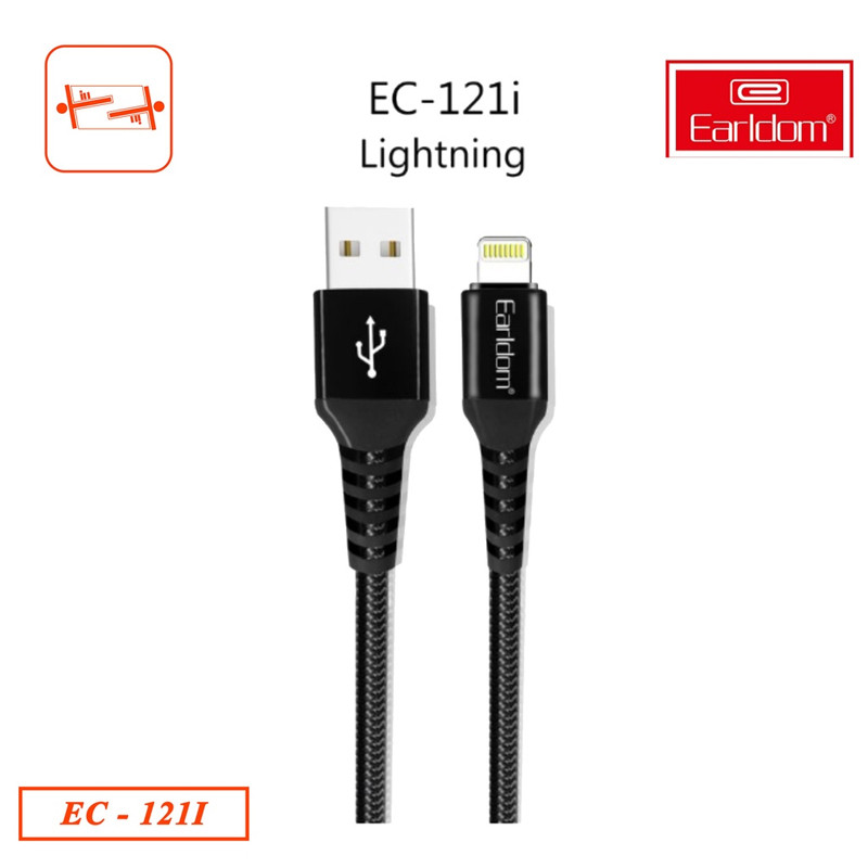 کابل آیفونی فست شارژ Earldom EC-121i 2.1A 1m