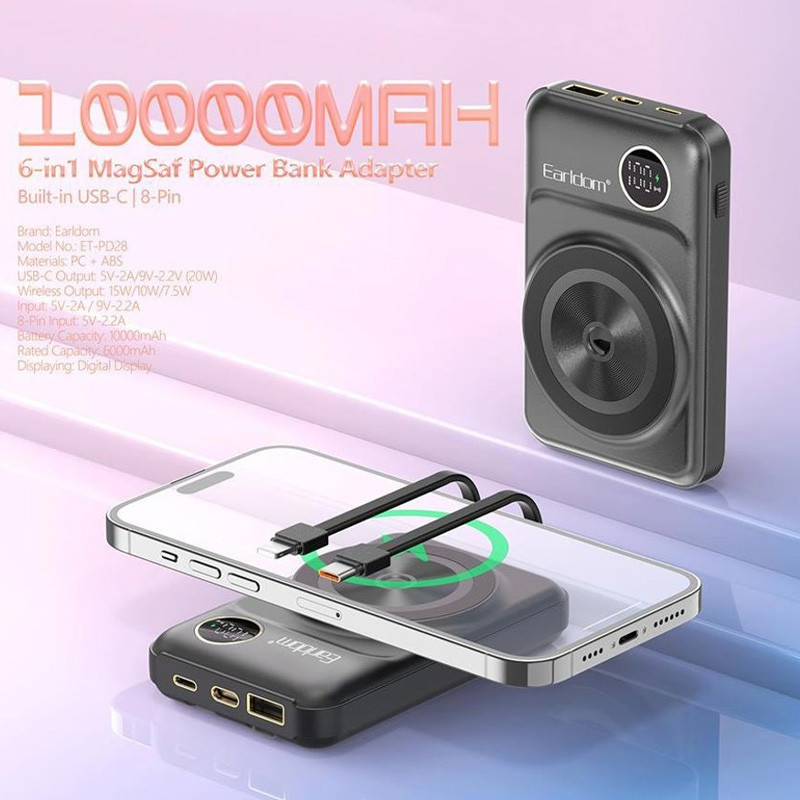 پاور بانک بی سیم فست شارژ 10000 ارلدام Earldom ET-PD28 PD3.0 22.5W