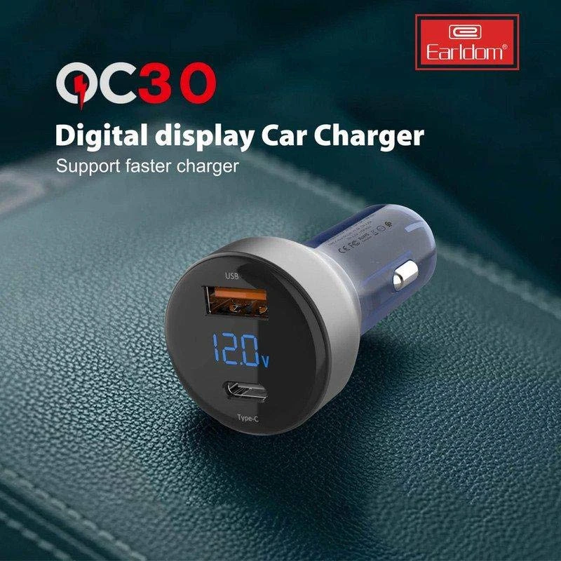 شارژر فندکی فست شارژ Earldom ES-CC10 QC3.0 PD 3.6A 63W + کابل آیفونی