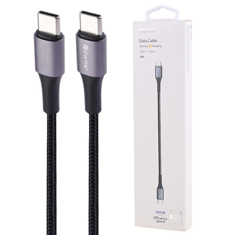 کابل تبدیل کوتاه Parmp Type-C to Type-C 3A 60W 30cm