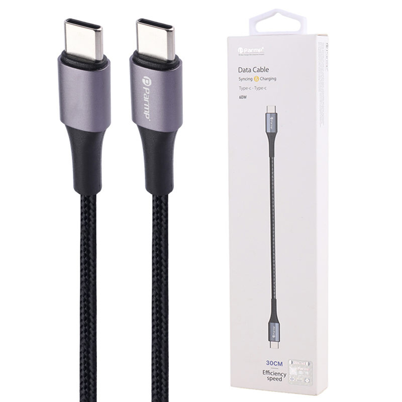 کابل تبدیل کوتاه Parmp Type-C to Type-C 3A 60W 30cm