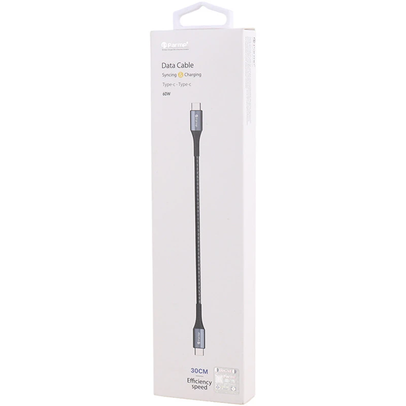 کابل تبدیل کوتاه Parmp Type-C to Type-C 3A 60W 30cm