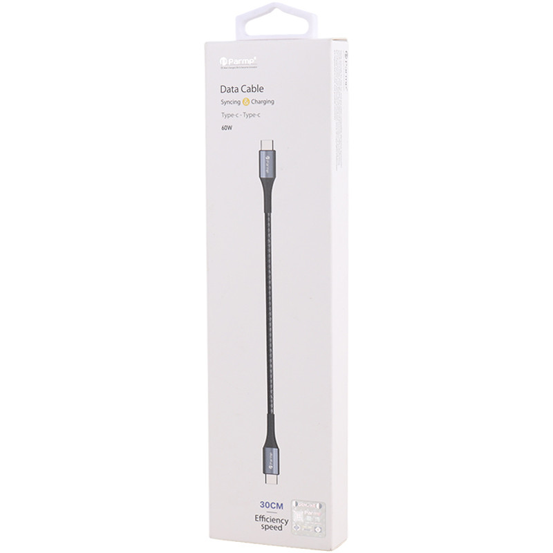 کابل تبدیل کوتاه Parmp Type-C to Type-C 3A 60W 30cm