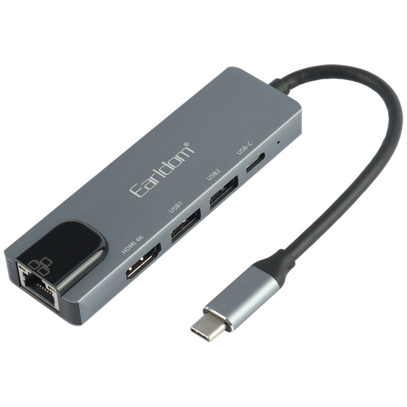 هاب Earldom ET-W27 Type-C To USB3.0/USB2.0/HDMI/RJ45/Type-C