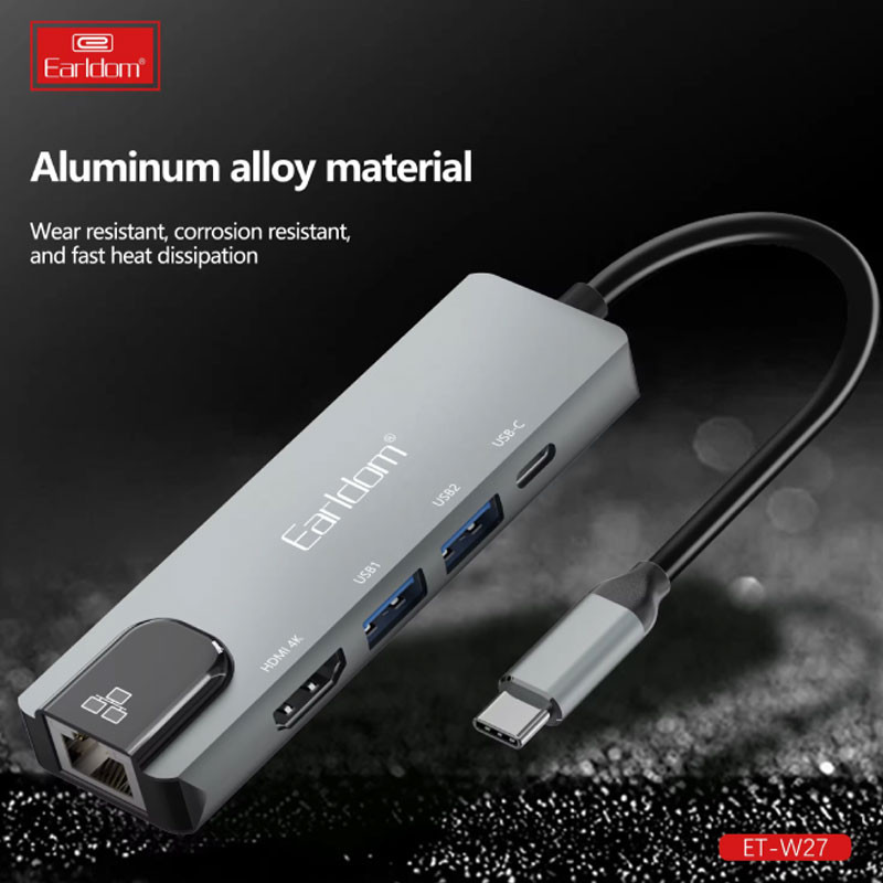 هاب Earldom ET-W27 Type-C To USB3.0/USB2.0/HDMI/RJ45/Type-C