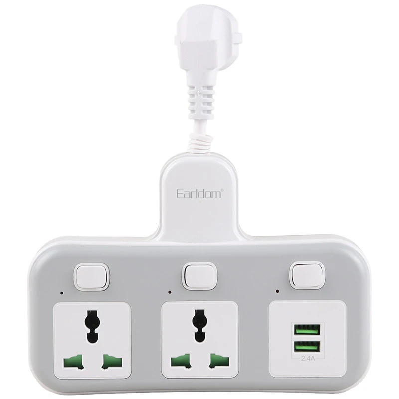 چند راهی 2 خانه برق ارلدام ES-SC08 + شارژر USB