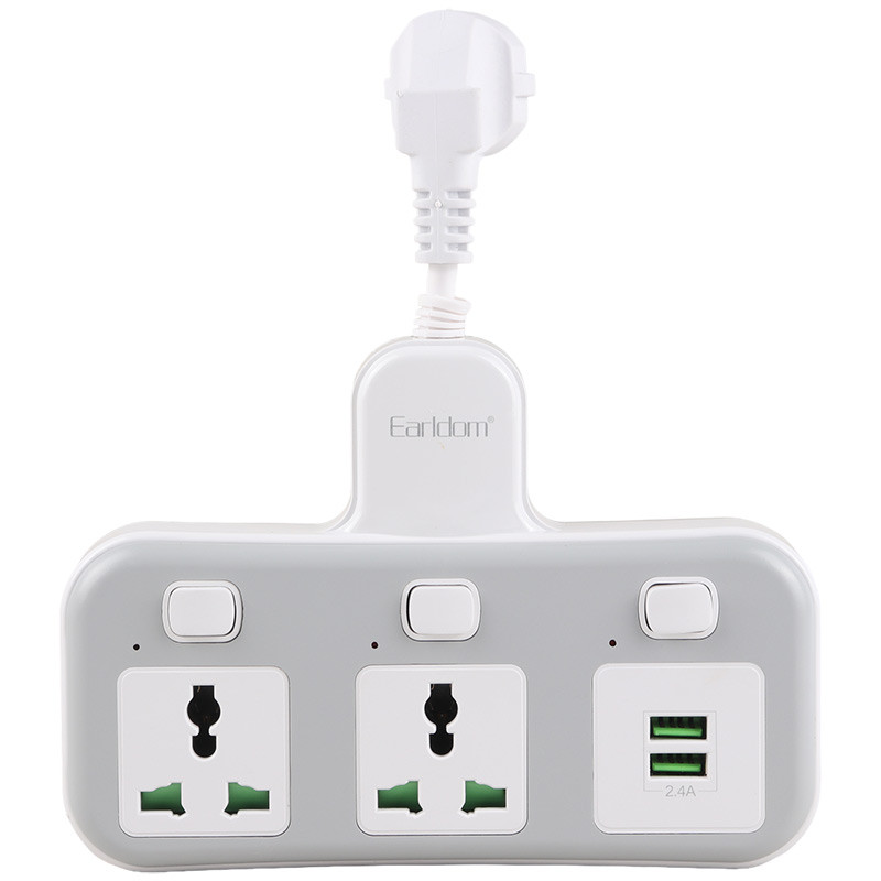 چند راهی 2 خانه برق ارلدام ES-SC08 + شارژر USB