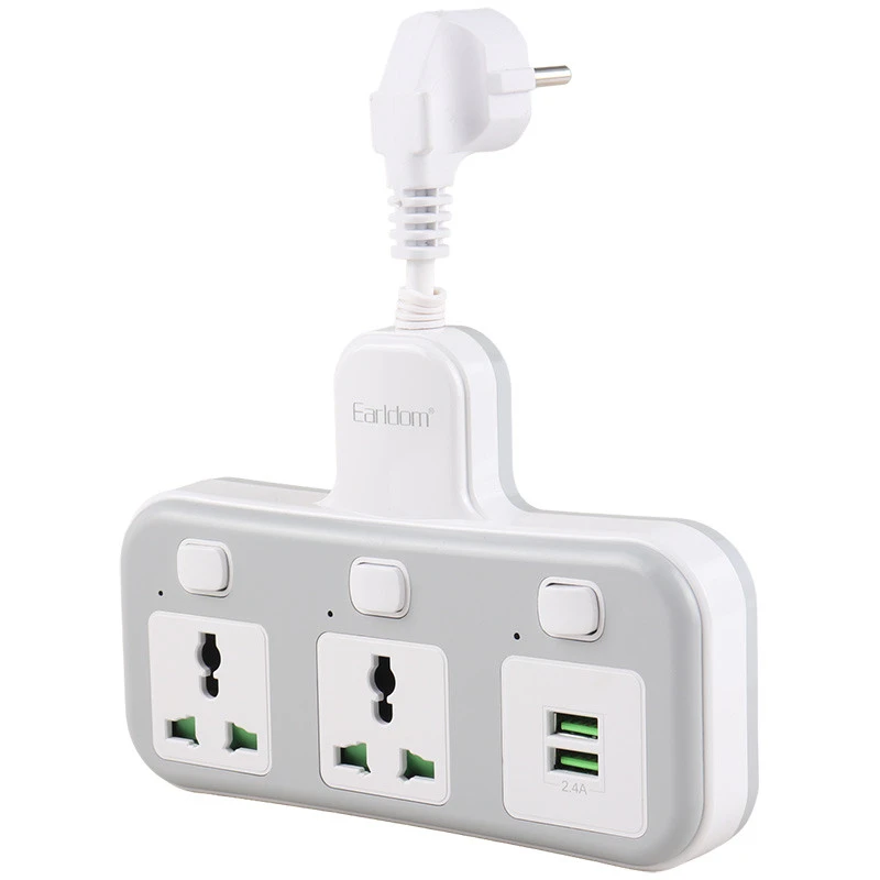 چند راهی 2 خانه برق ارلدام ES-SC08 + شارژر USB