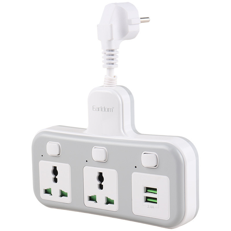 چند راهی 2 خانه برق ارلدام ES-SC08 + شارژر USB