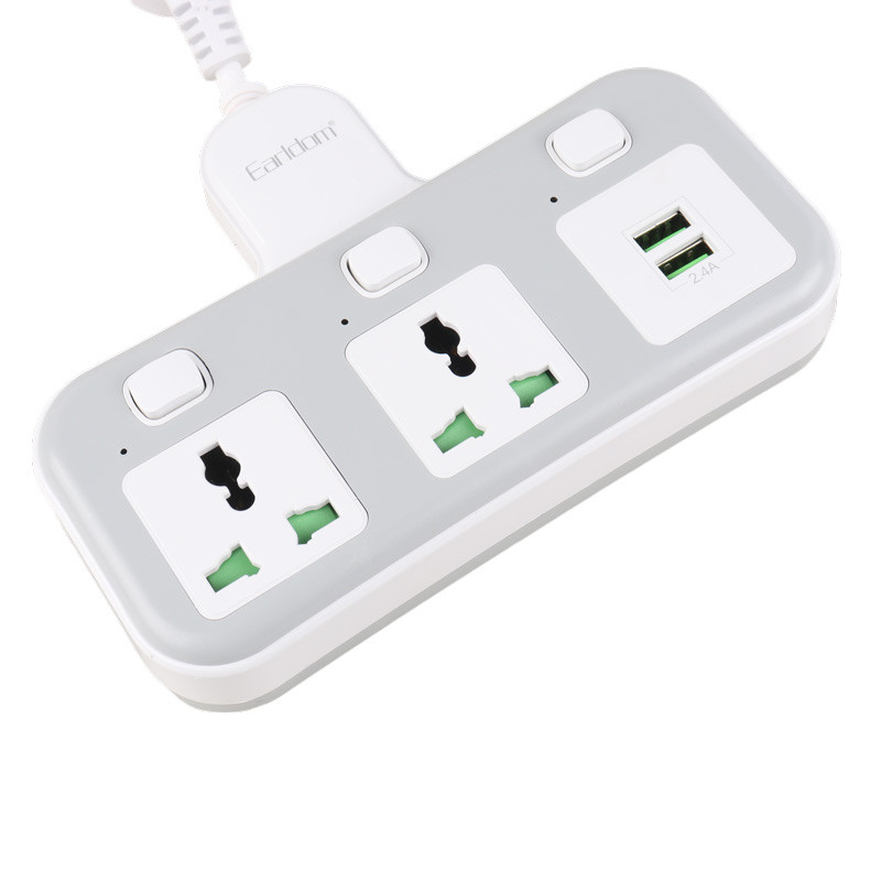 چند راهی 2 خانه برق ارلدام ES-SC08 + شارژر USB