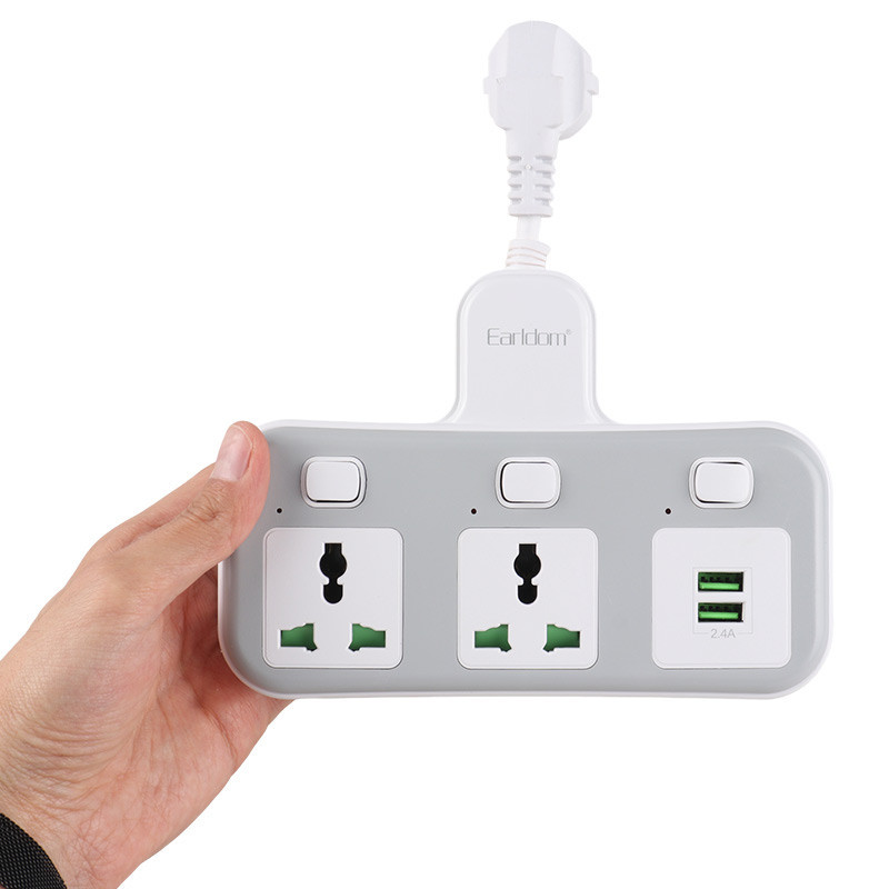 چند راهی 2 خانه برق ارلدام ES-SC08 + شارژر USB