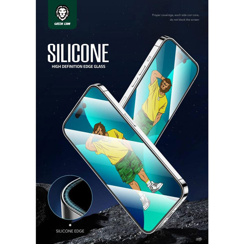 گلس تمام چسب +Green Lion Silicone آیفون iPhone 14 Pro