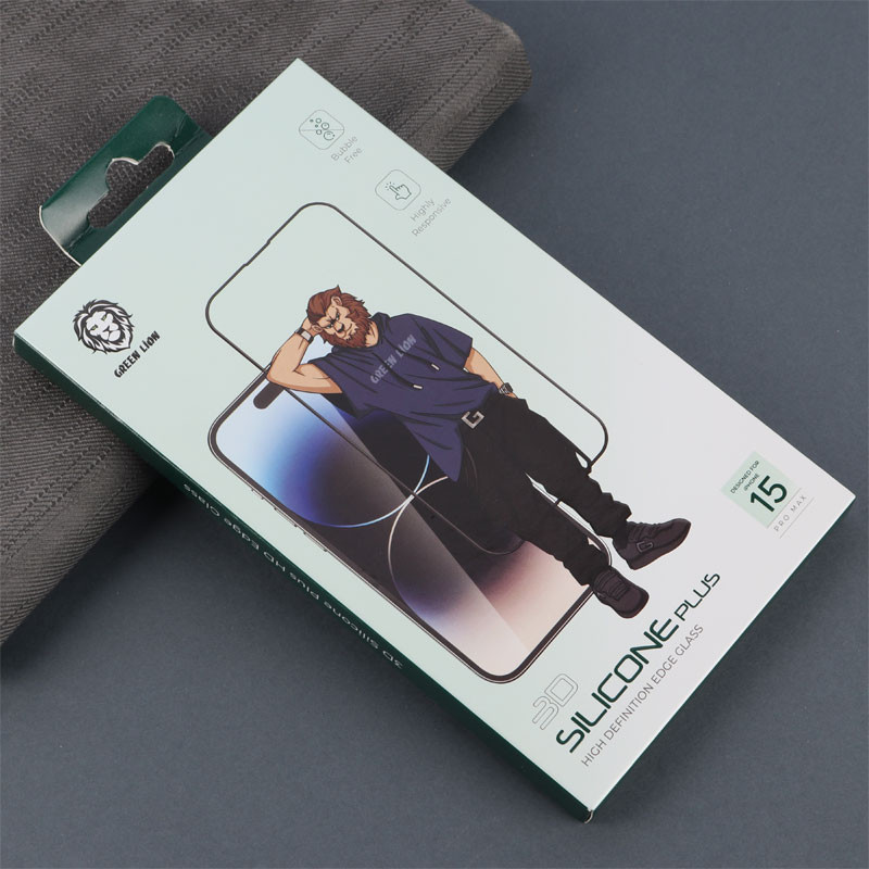 گلس تمام چسب +Green Lion Silicone آیفون iPhone 15 Pro Max