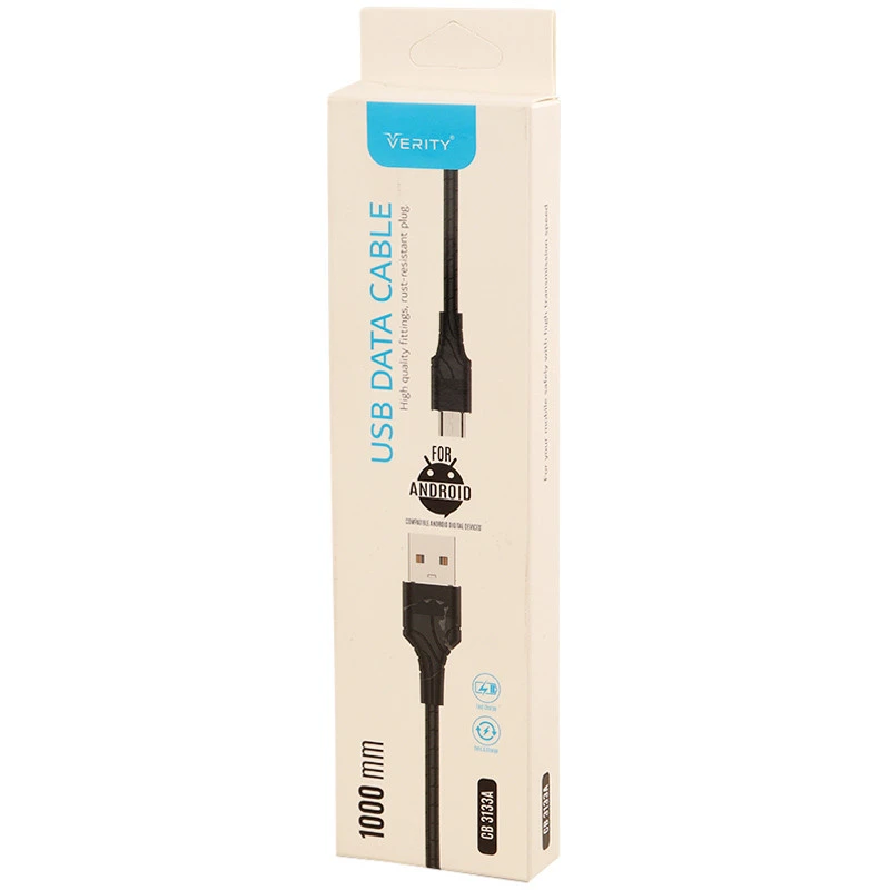 کابل میکرو یو اس بی فست شارژ Verity CB3133A 1m