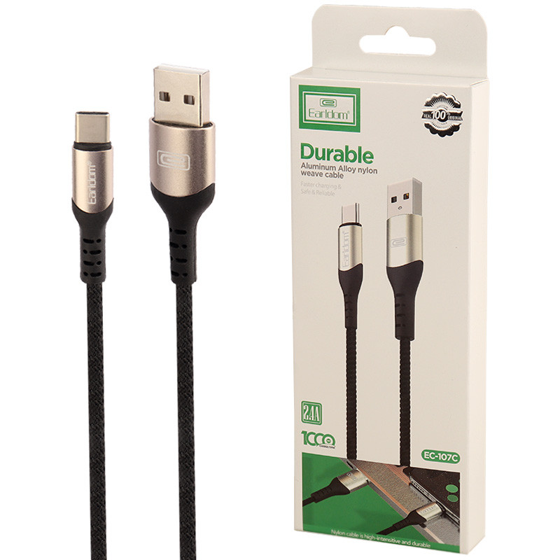 کابل تایپ سی فست شارژ Earldom EC-107C 2.4A 1m