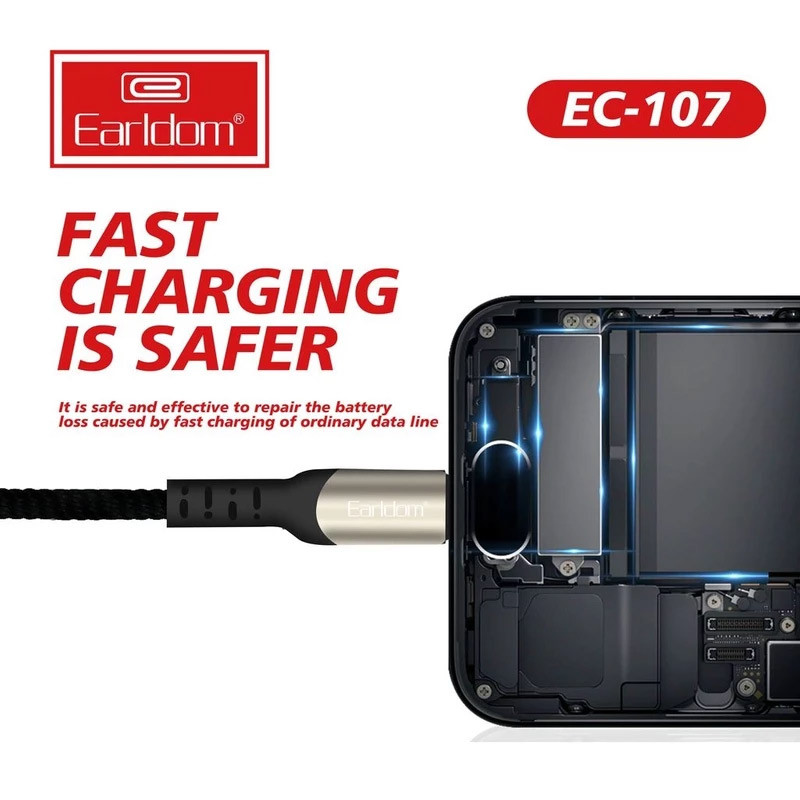 کابل تایپ سی فست شارژ Earldom EC-107C 2.4A 1m