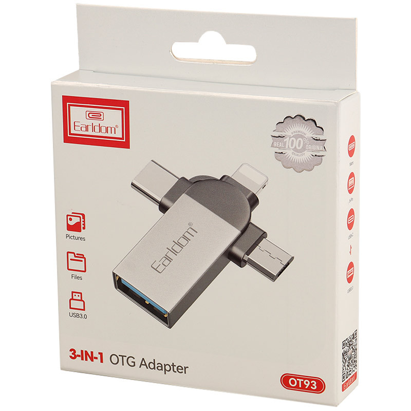 تبدیل Earldom ET-OT93 OTG USB3.0 To MicroUSB / Lightning / Type-C