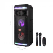اسپیکر چمدانی بلوتوثی رم و فلش خور Kaiser K-6300 + میکروفون و ریموت کنترل