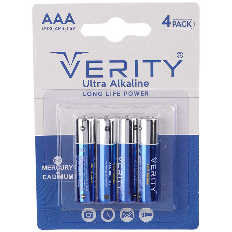 باتری چهارتایی نیم قلمی Verity Ultra Alkaline LR03 1.5V AAA