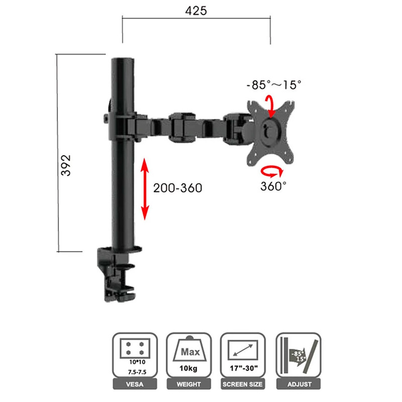 پایه رومیزی متحرک مانیتور 17 تا 30 اینچ Ergo WLA003