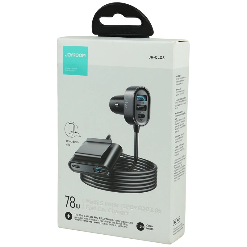 شارژر فندکی فست شارژ Joyroom JR-CL05 5Port 4A QC4.0 PD 78W