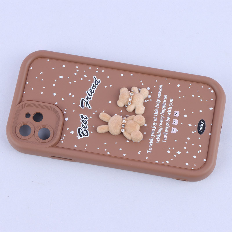 قاب سولید کیس عروسکی پشمالو محافظ لنزدار iPhone 11