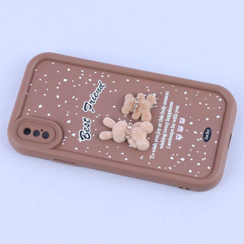 قاب سولید کیس عروسکی پشمالو محافظ لنزدار iPhone X