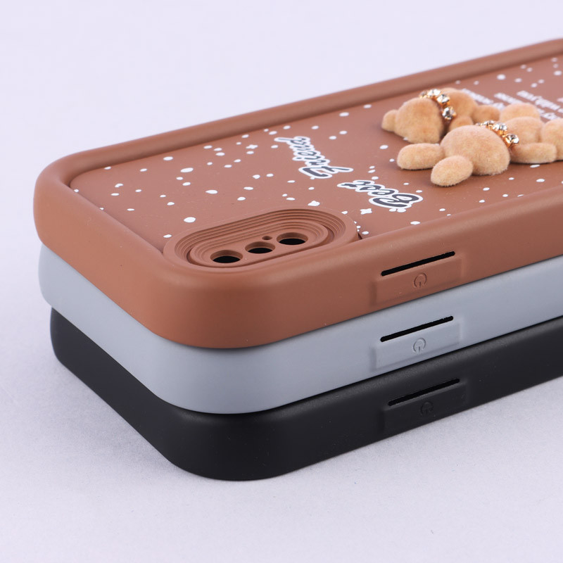 قاب سولید کیس عروسکی پشمالو محافظ لنزدار iPhone X