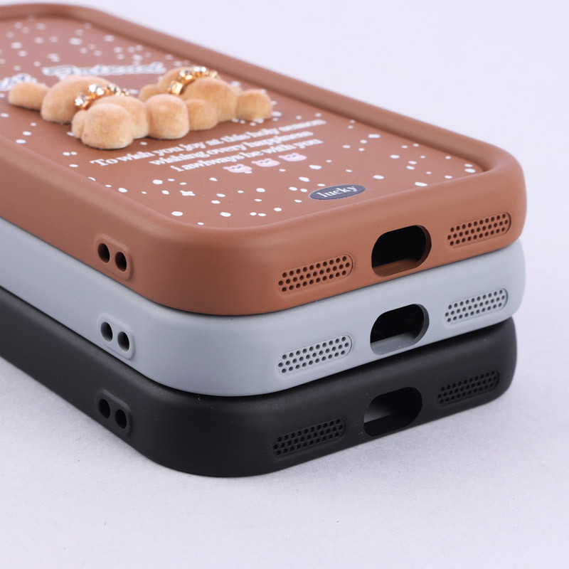 قاب سولید کیس عروسکی پشمالو محافظ لنزدار iPhone X