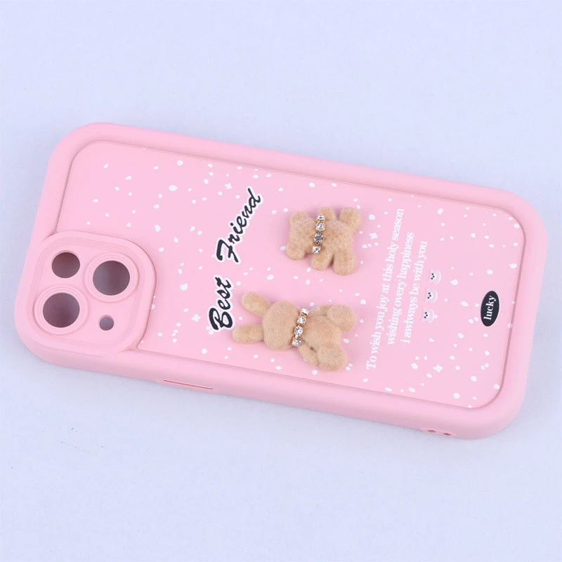 قاب سولید کیس عروسکی پشمالو محافظ لنزدار iPhone 13